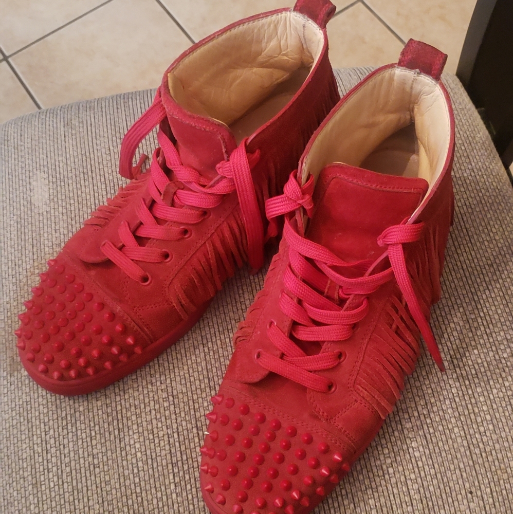 CHRISTIAN LOUBOUTIN red fringe COACHELITO Shoes